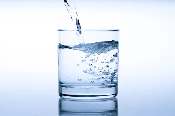 Close Pouring Drinking Water Glass Studio Shot — Stock Photo, Image