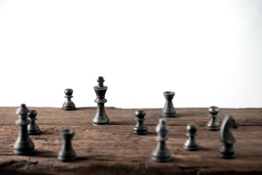 Satranç iş kavramı, lider takım çalışması ve başarı