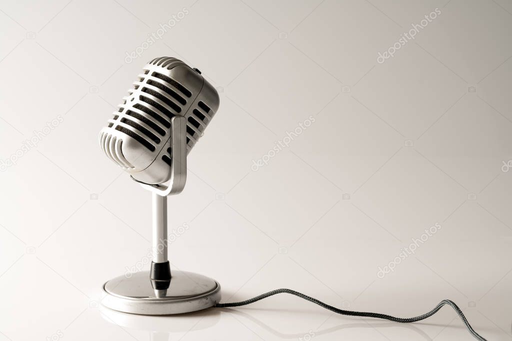 Retro style microphone in party or concert