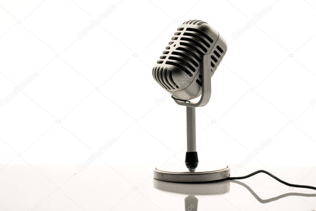 Retro style microphone in party or concert