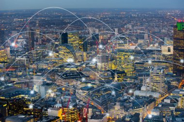 Ağ ve gelecek kavramı için Londra ofis binası 