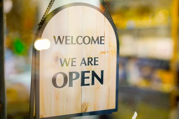 Open sign at restaurant and store Stock Image