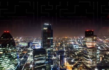 Ağ ve gelecek kavramı için Londra ofis binası 