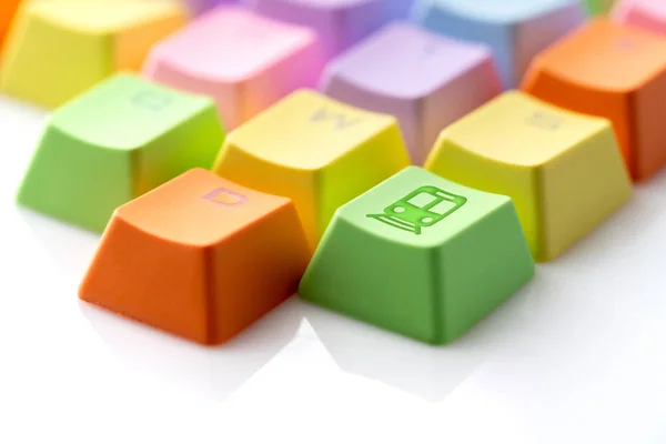 Красочный Значок Путешествия Клавиатуре Компьютера Онлайн Бронирования — стоковое фото