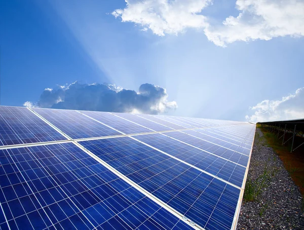 Ferme de cellules solaires pour l'énergie verte — Photo