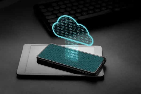 Icono Tecnología Nube Teléfono Inteligente Para Concepto Línea — Foto de Stock