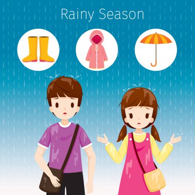 Birlikte ayakta yağmur, kendi vücut ıslak, muson, yağmurlu bir gün, sezon, yağmur damlası, insanlar, ilişki, içinde çocuk batırılmış