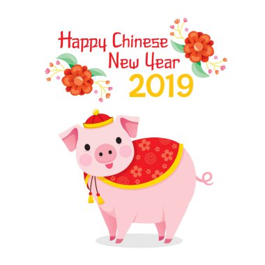 Mutlu Çin yeni yıl 2019 metinlerle domuz giyim, geleneksel Çince, kutlama, Çin, kültür