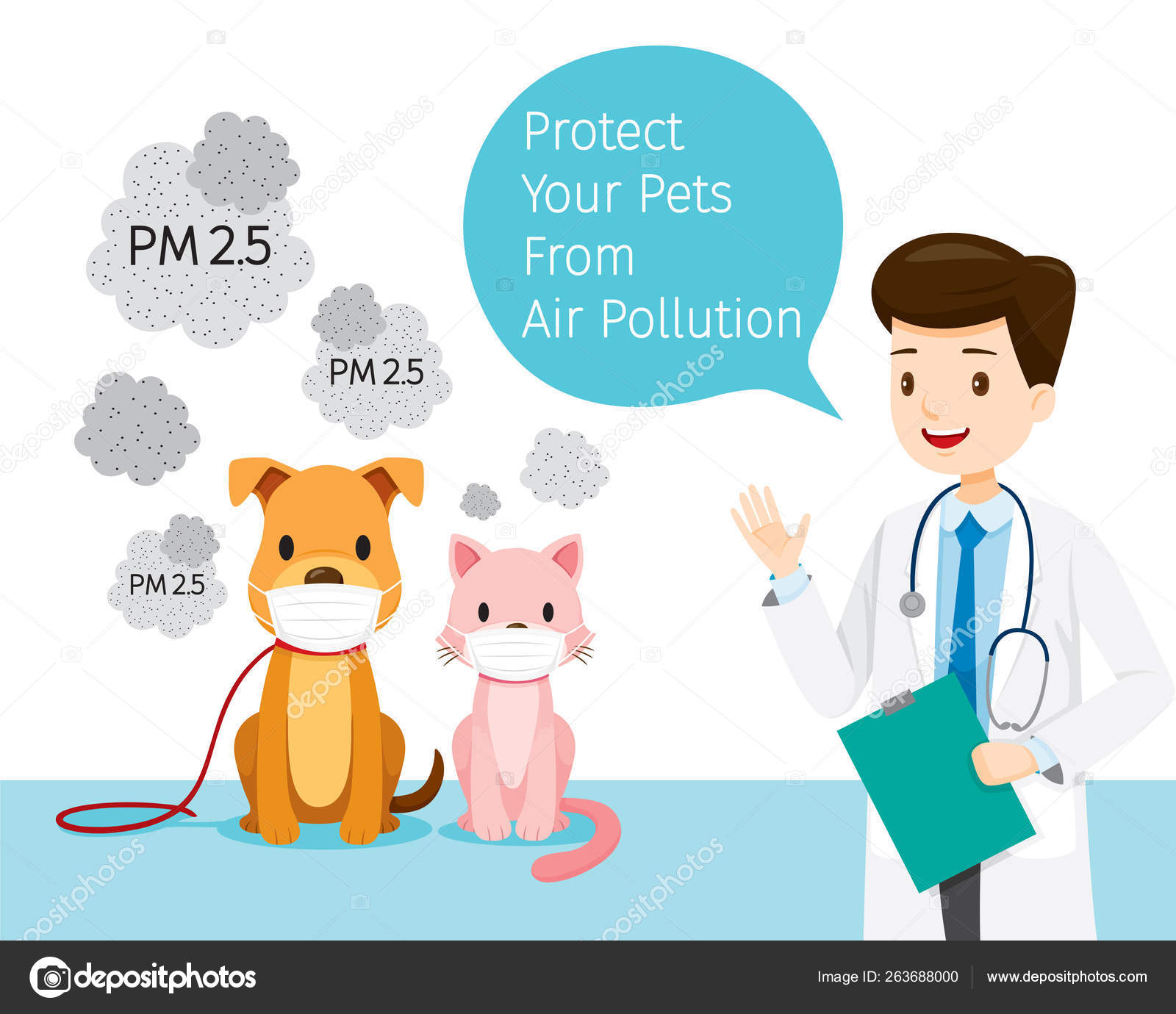 Male Veterinarian With Dog And Cat Wearing Air Pollution Mask Fo Stock  Vector Image by ©MatoomMi #263688000