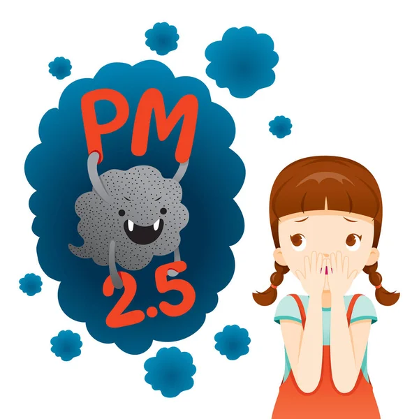 Girl Afraid Of Dust PM2.5 Character, Cartoon, Smoke, Smog