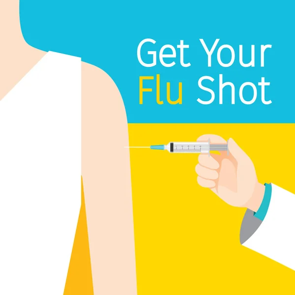 Get Your Flu Shot Texts, Injecting Flu Vaccine — Stock Vector