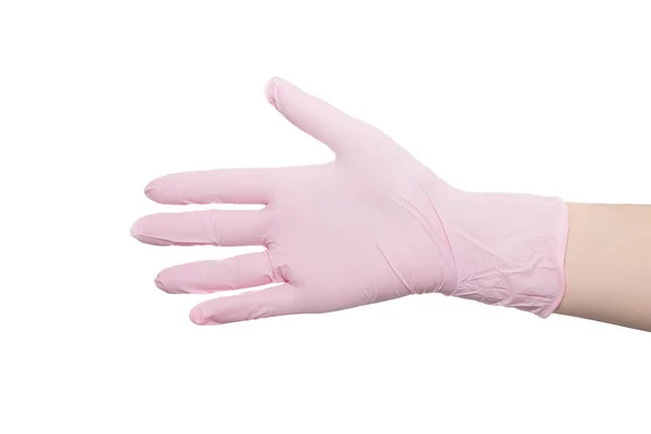 Médico guantes rosados de látex de nitrilo . — Foto de Stock