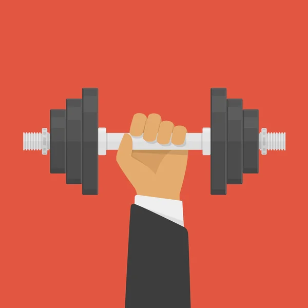 Hand holding dumbbell. — Stock Vector