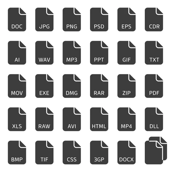 Tipo de archivo vector icons . — Vector de stock