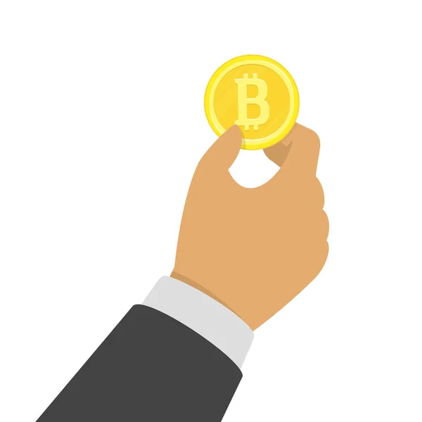 Kézben tartó bitcoin. — Stock Vector