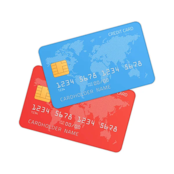 Červené a modré kreditní karty. — Stockový vektor