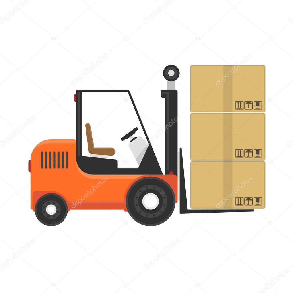 Forklift with box.