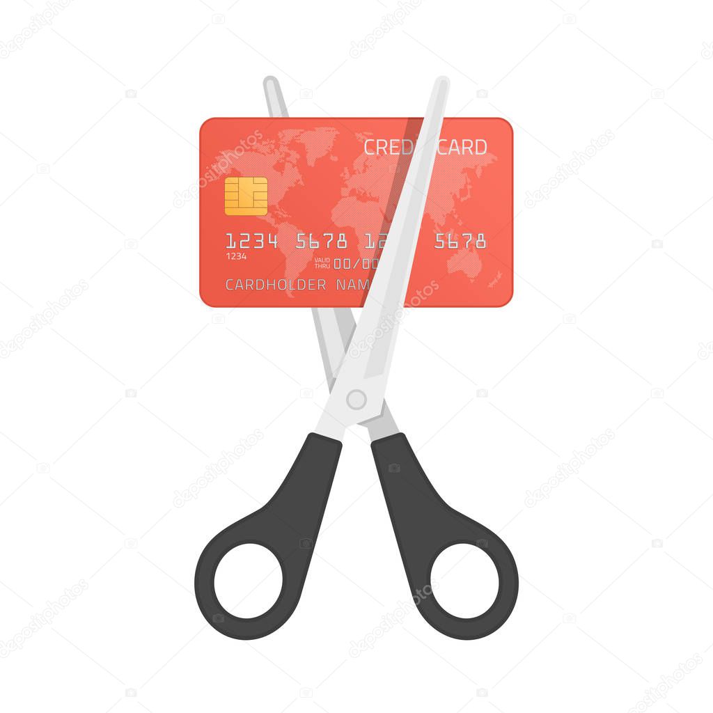 Scissors cutting credit card.
