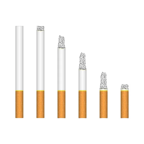 Uppsättning av brinnande cigarett. — Stock vektor