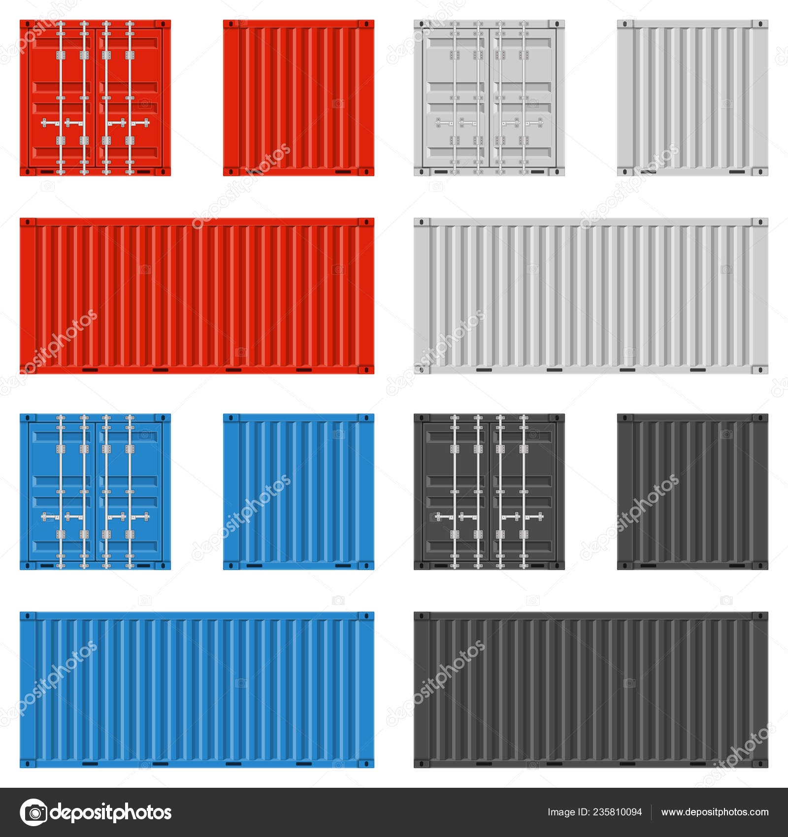 Download Cargo Container Set Vector Image By C Art Sonik Vector Stock 235810094