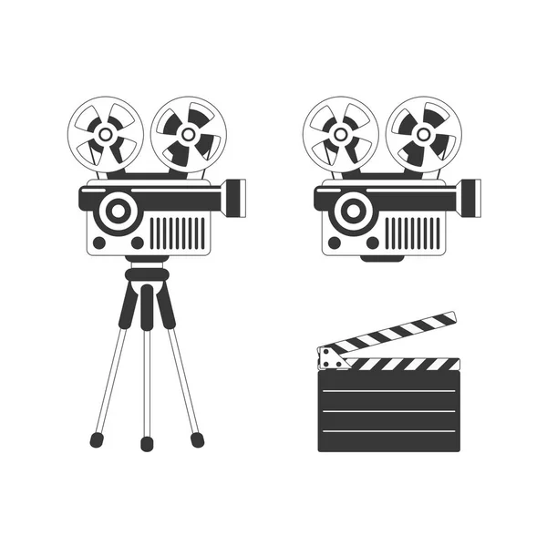 Projecteur de film et claquettes . — Image vectorielle