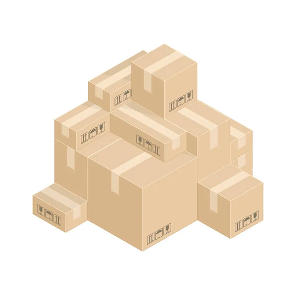Pile boîtes en carton . — Image vectorielle
