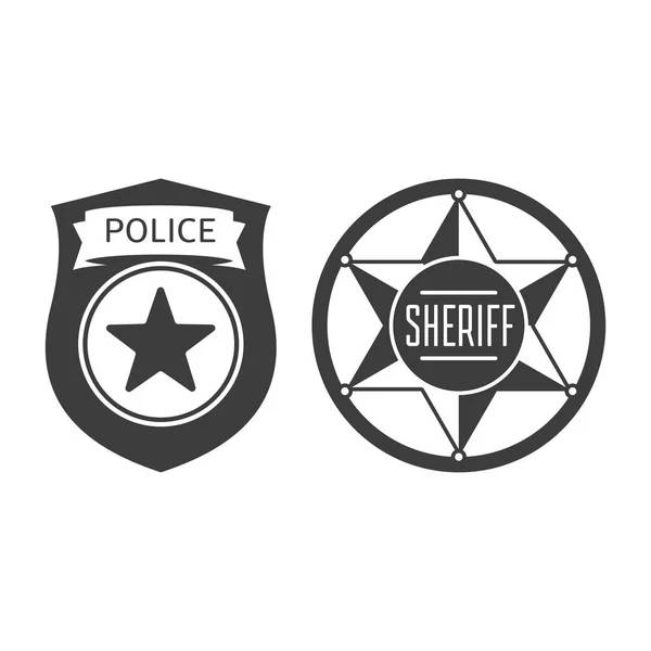 Sheriff och polis Badge ikon. — Stock vektor