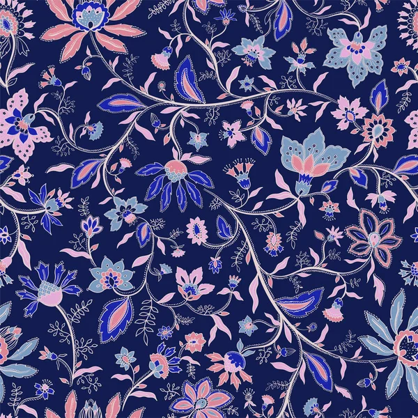 Vecteur Motif Boho Ethnique Sans Couture Avec Des Fleurs Des — Image vectorielle