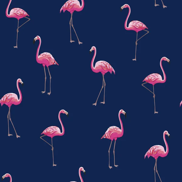 Vektor Sömlös Ljus Realistisk Rosa Flamingos Mönster Vertikal Orientering Exotiska — Stock vektor