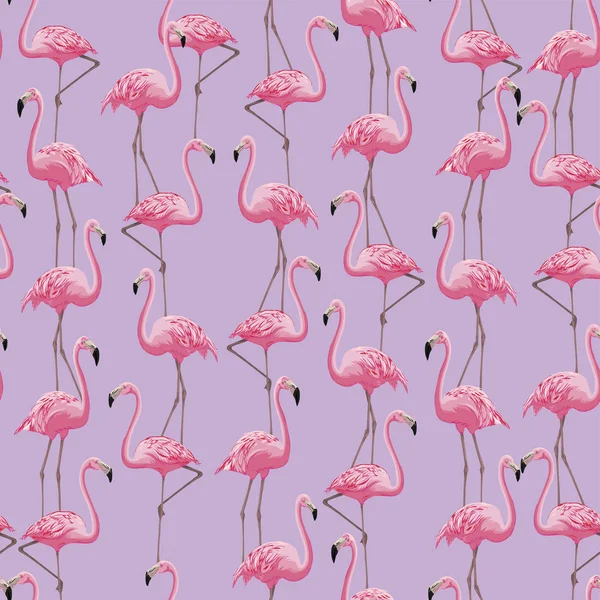Vetor Sem Costura Brilhante Padrão Flamingos Rosa Realista Orientação Vertical —  Vetores de Stock