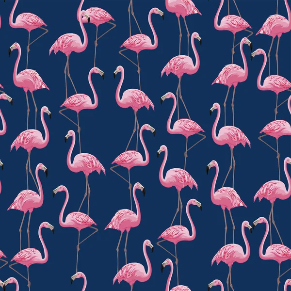 Wektor Bezszwowe Jasne Realistyczne Różowy Flamingi Wzór Orientacja Pionowa Egzotyczne — Wektor stockowy