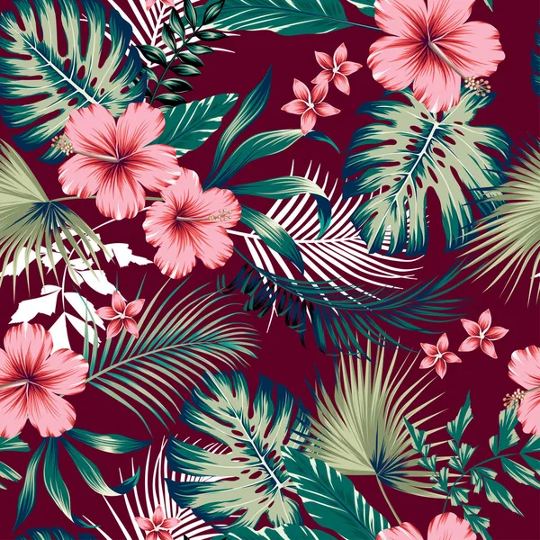 Vector Patrón Tropical Botánico Sin Costuras Con Flores Diseño Floral — Archivo Imágenes Vectoriales