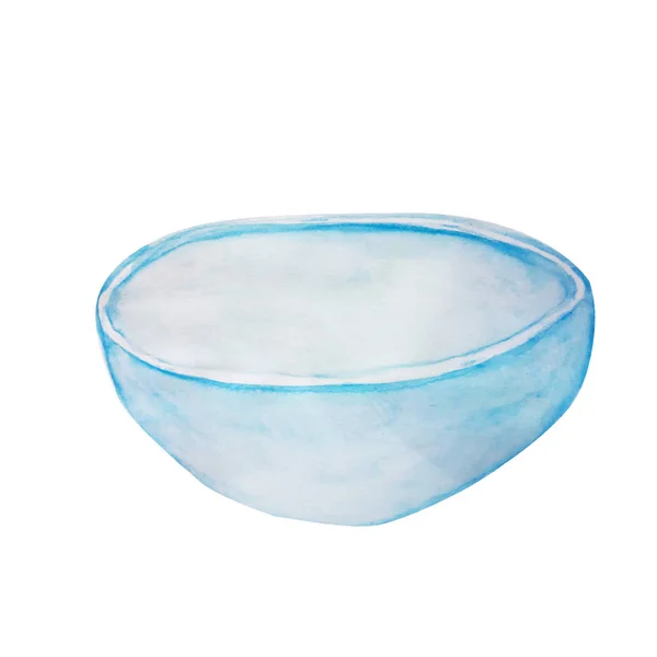 白色背景上蓝色碗的插图 — 图库照片