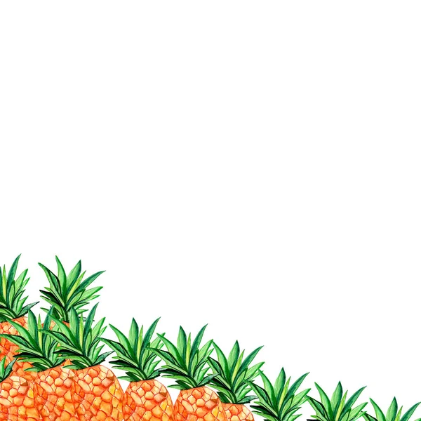 Ananas Disegnati Mano Isolati Sfondo Bianco — Foto Stock