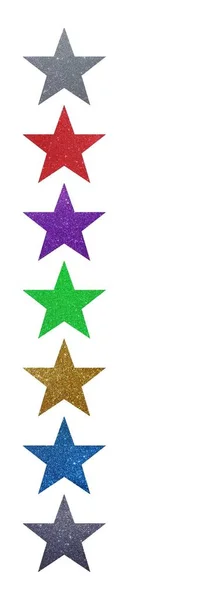 Estrelas Brilhantes Multicoloridas Isoladas Fundo Branco — Fotografia de Stock