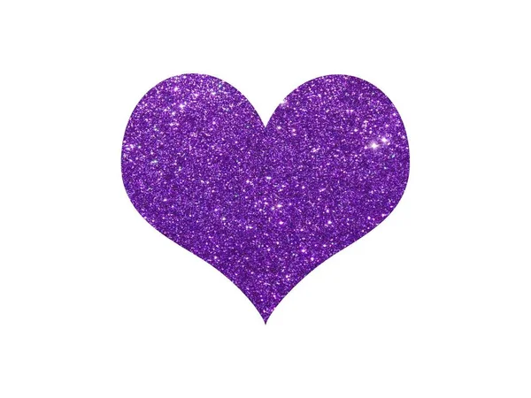 Фіолетове Сяюче Серце Ізольоване Білому Фоні — стокове фото