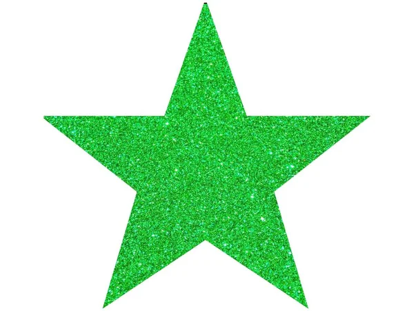 绿色发光的星星孤立在白色背景 — 图库照片
