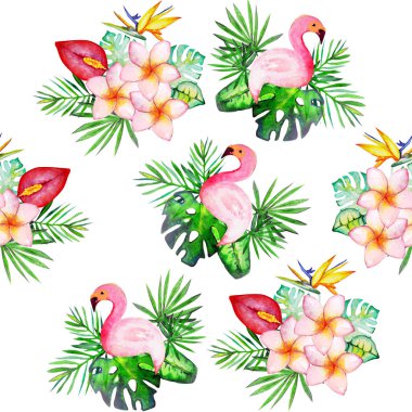 su renk egzotik çiçek deseni