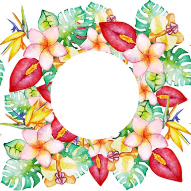 su renk egzotik çiçek deseni