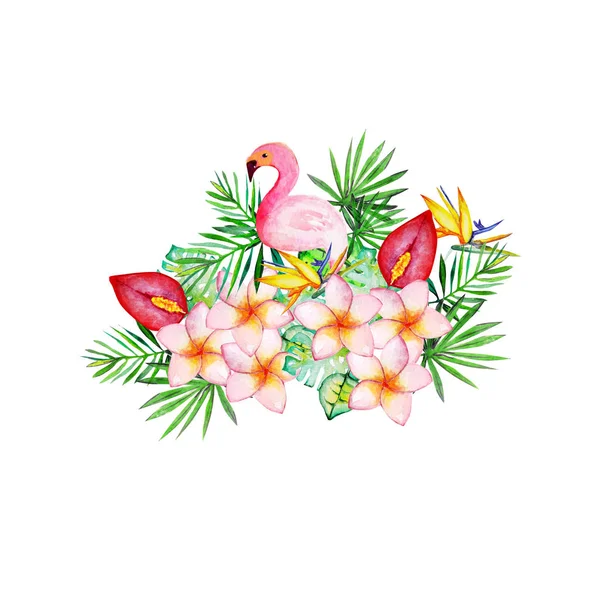 Aquarell Exotische Blumenmuster — Stockfoto