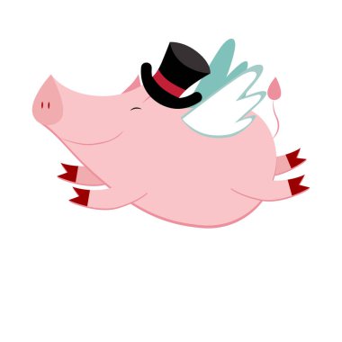 Mutlu sevimli domuz uçan 