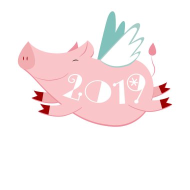 Mutlu sevimli domuz uçan 