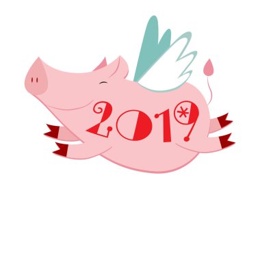 Mutlu sevimli domuz uçan 