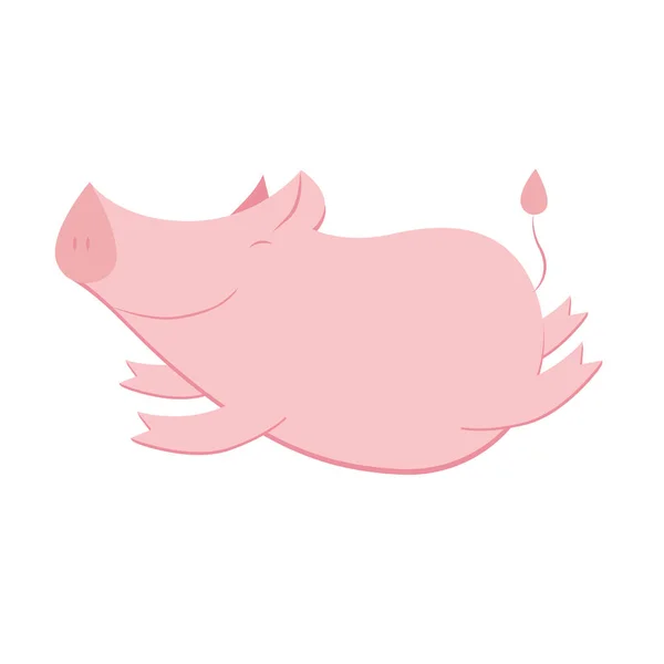 Happy Cute Pig Flying — Stock Vector