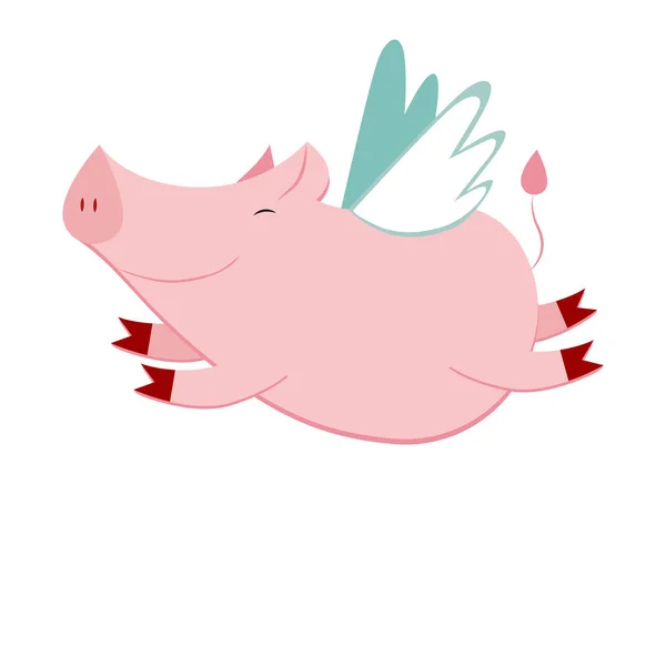 Happy Cute Pig Flying — Stock Vector