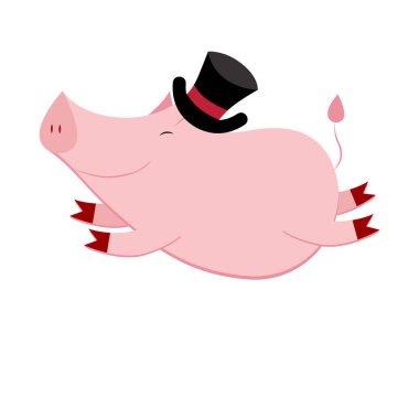 Mutlu sevimli domuz uçan 