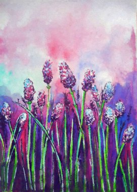 Lavanta rüya kartpostal illüstrasyon