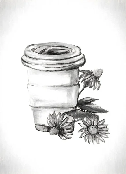 Ziołowe Filiżanka Ilustracja Herbaty Echinacea — Zdjęcie stockowe