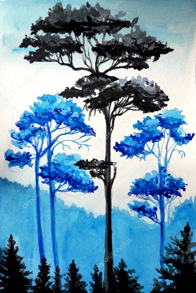 pine art painting illustration