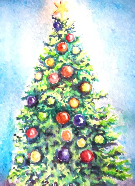 water color Christmas tree illustration